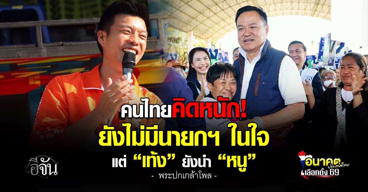 พระปกเกล้าโพล ชี้ 26.2% คนไทยยังไม่มีนายกฯ ในใจ แต่หนุน “เท้ง” เหนือ “หนู” 