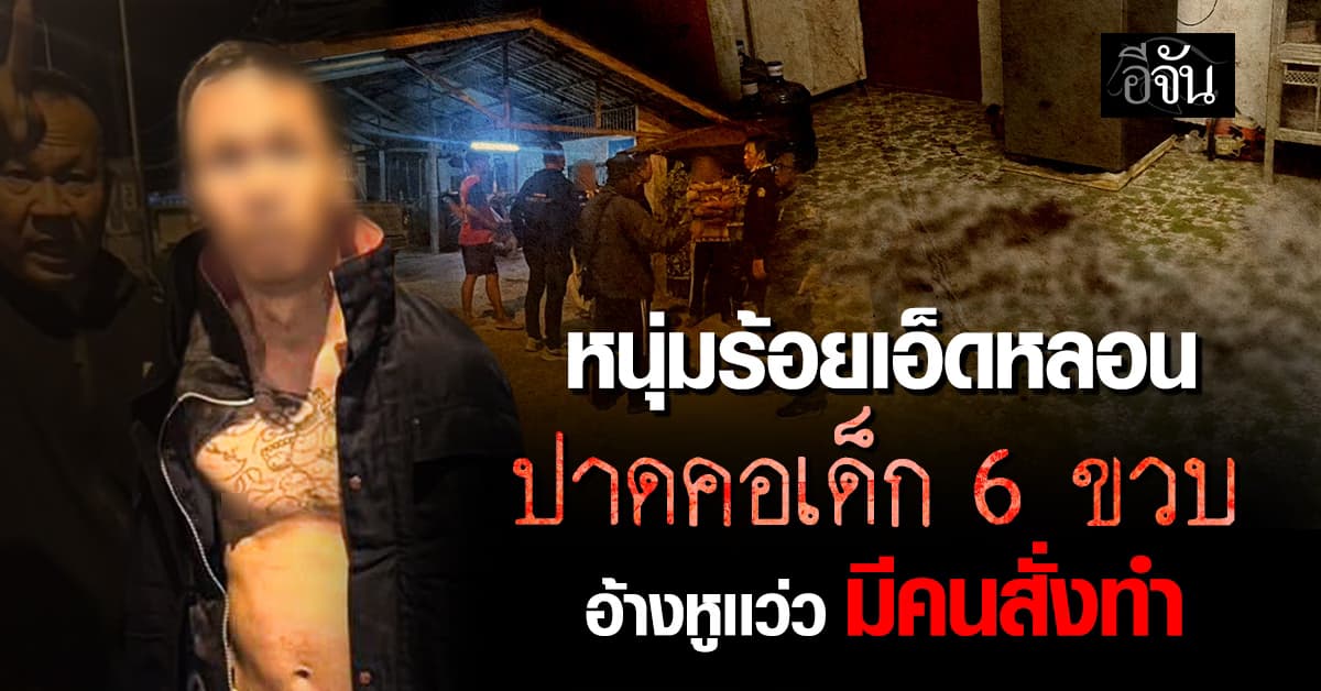  ร้อยเอ็ดสลด! หนุ่มบุกทำร้ายเด็กวัย 6 ขวบกลางบ้าน  อ้างหูแว่วว่ามีคนสั่งให้ทำ  