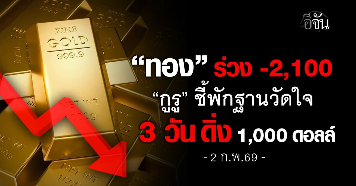 “ทอง” ร่วง -2,100 “กูรู” ชี้พักฐานวัดใจ 3 วันดิ่ง 1,000 ดอลล์