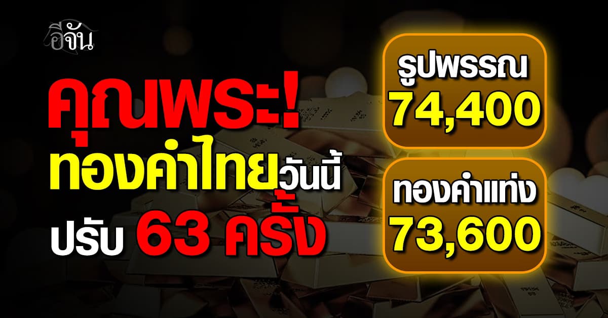 สรุปราคาทองวันนี้ 3 ก.พ. 69 ปรับ 63 รอบ! ทองรูปพรรณพุ่งแตะ 74,400 บาท