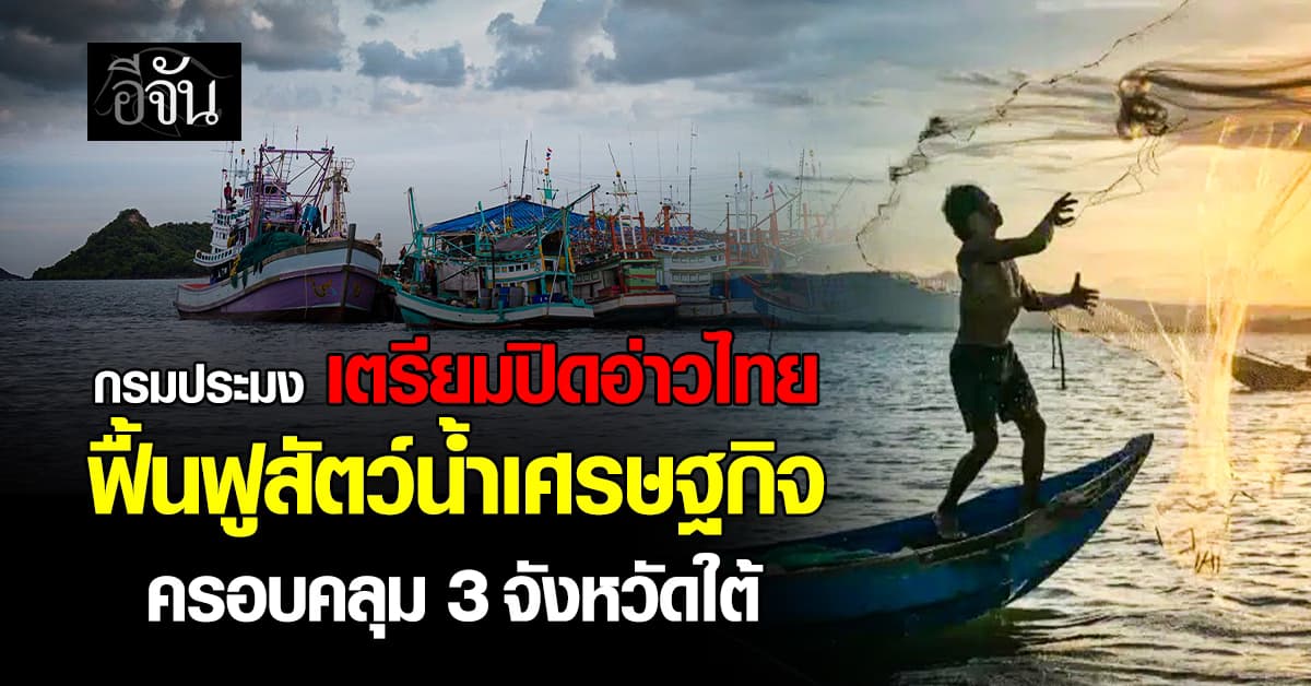 กรมประมง เตรียมปิดอ่าวไทย “ตอนกลาง” ฟื้นฟูสัตว์น้ำเศรษฐกิจ ครอบคลุม 3 จังหวัดใต้