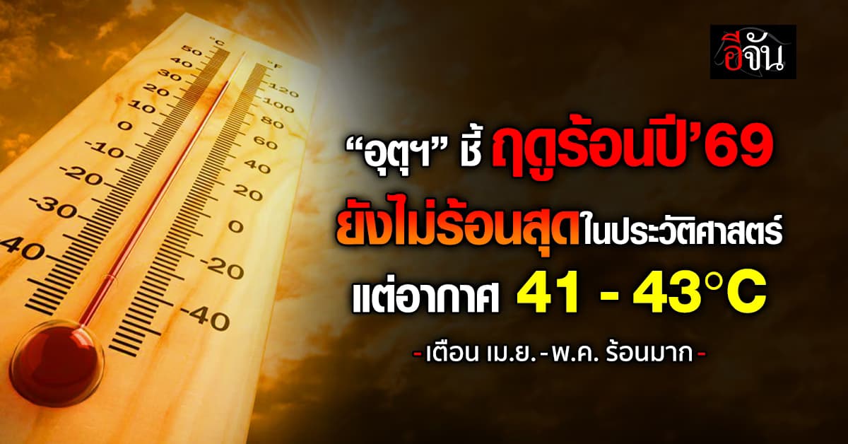 อุตุฯ ชี้ฤดูร้อนปี’69 ยังไม่ร้อนสุดในประวัติศาสตร์ แต่อากาศ 41–43 องศาเซลเซียส