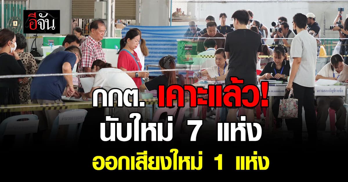  กกต. ประกาศนับคะแนนเลือกตั้งใหม่ 8 แห่ง – ออกเสียงใหม่ 1 แห่ง