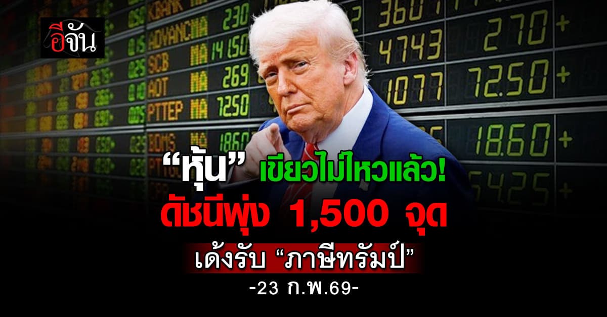 หุ้นไทยเขียวไม่ไหวแล้ว ดัชนีพุ่ง 1,500 จุด เด้งรับ “ภาษีทรัมป์”