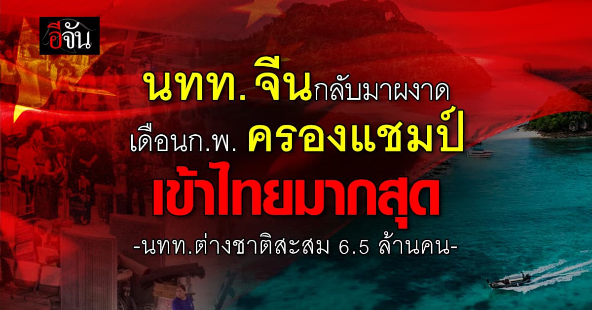 นทท. จีนกลับมาผงาด ทวงแชมป์เบอร์ 1 หนุน นทท.ต่างชาติสะสม 6.5 ล้านคน