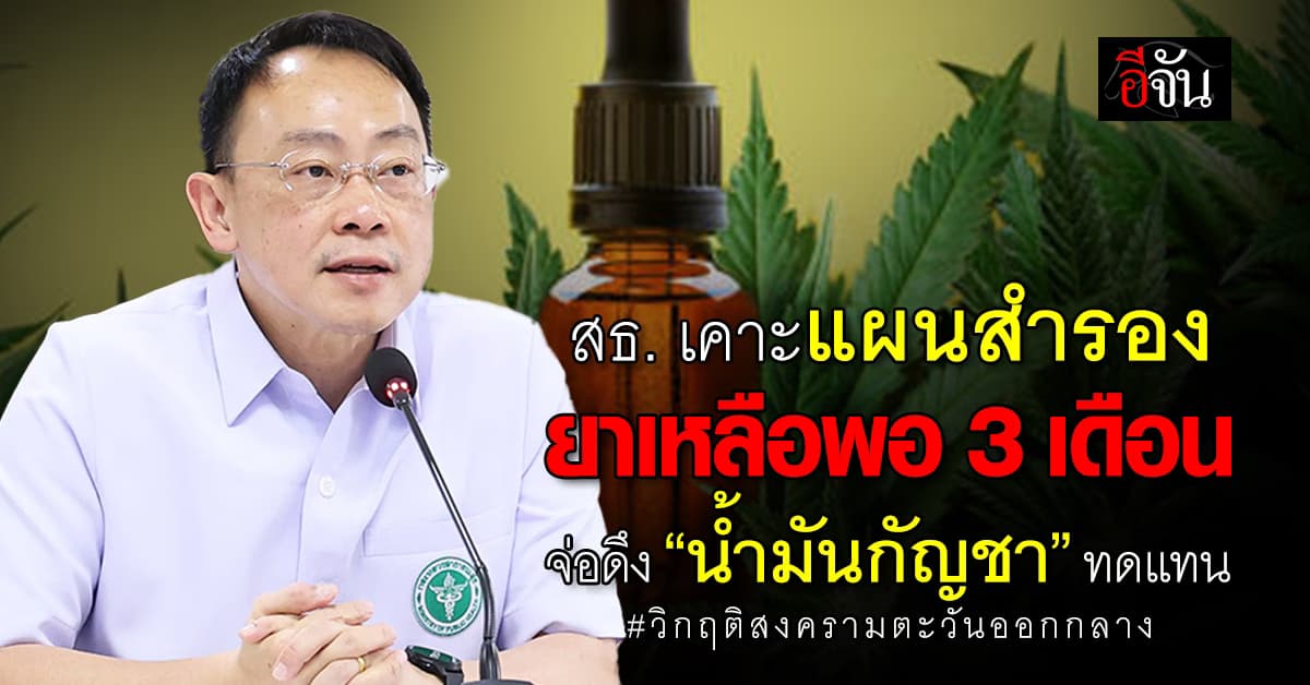 สธ. ยัน ยาเหลือสำรองพอ 3 เดือน หากสงครามยืดเยื้อ จ่อดัน “น้ำมันกัญชา” ทดแทน