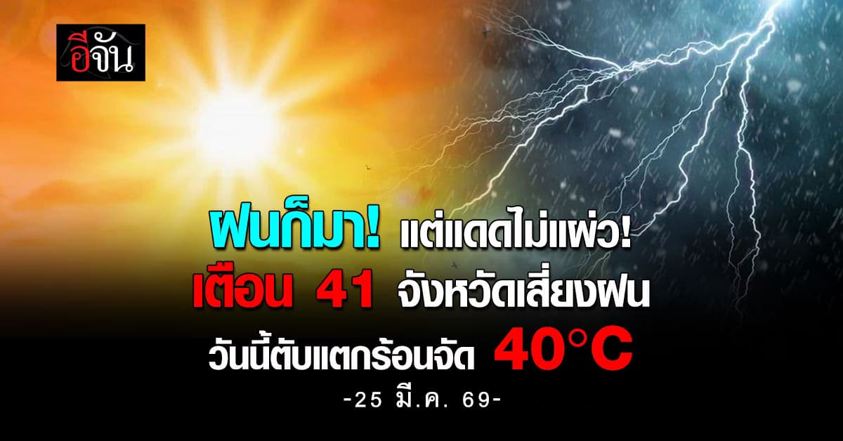 กรมอุตุ เผย 41 จังหวัดเสี่ยงฝน! แต่ยังร้อนระอุแตะ 40 องศาฯ