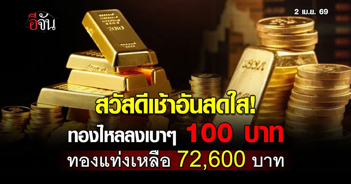 สวัสดีเช้าอันสดใส! ทองไหลลงเบาๆ 100 บาท