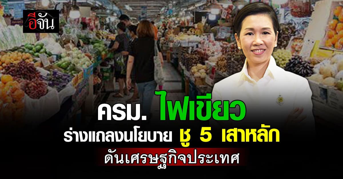 ครม. ไฟเขียว ร่างแถลงนโยบาย ชู 5 เสาหลัก ดันเศรษฐกิจประเทศ