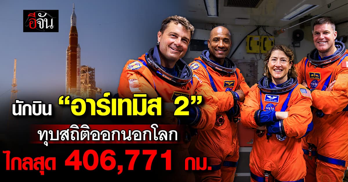 นักบินอวกาศ “อาร์เทมิส 2” ทุบสถิติบินห่างโลกไกลสุด 406,771 กม.