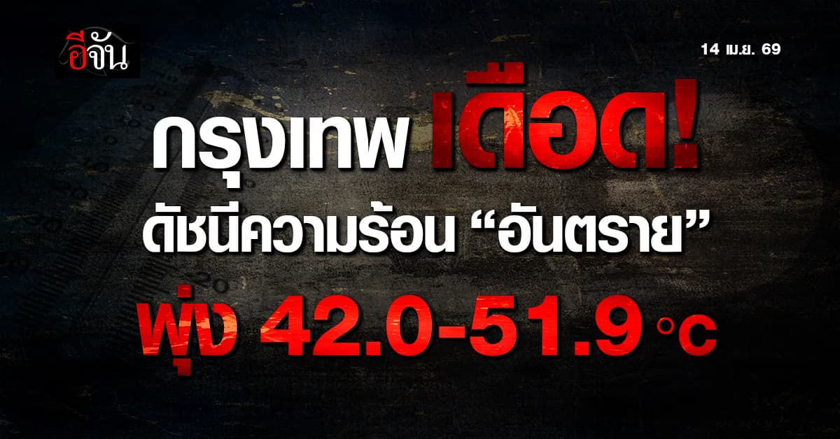 กรุงเทพฯ ค่าดัชนีความร้อนพุ่ง “อันตราย” 42.0-51.9 เฝ้าสังเกตอาการตัวเอง 