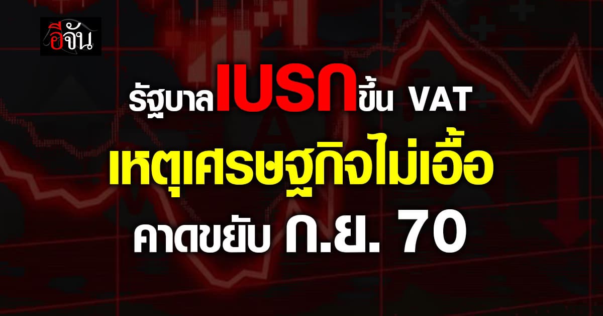“รัฐบาล” เบรกขึ้น ‘VAT’ ชั่วคราว เล็งขยับ 7% เป็น 10% ในปี 71