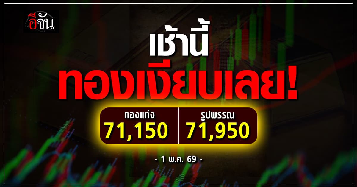 ราคาทองวันนี้ 1 พ.ค. 69 ล่าสุด ทองรูปพรรณขายออก 71,950 บาท