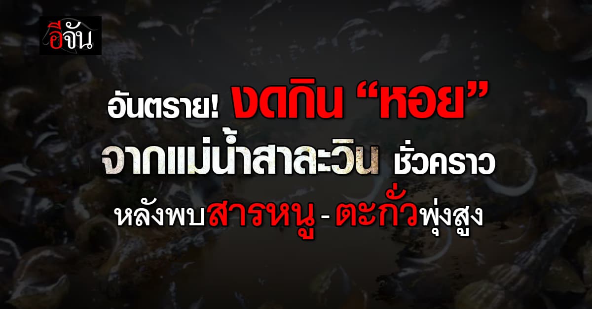  อันตราย! งดกิน “หอย” จากแม่น้ำสาละวิน ชั่วคราว หลังพบสารหนู-ตะกั่วพุ่งสูง 