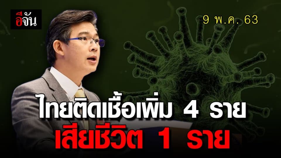 ศบค. เเถลง 9 พ.ค. 63 พบผู้ติดเชื้อเพิ่ม 4 ราย รักษาหายเพิ่ม 3 ราย