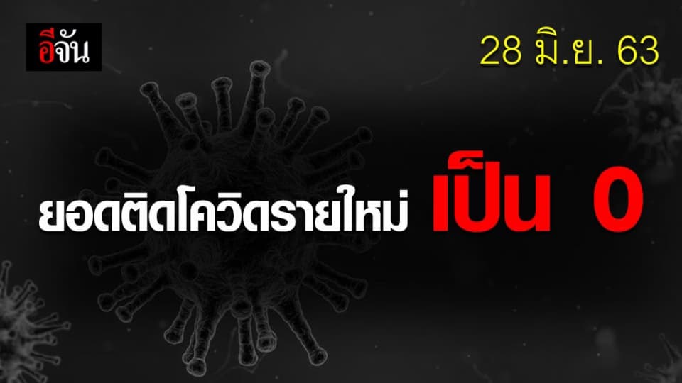 28 มิ.ย. 63 ไร้ผู้ติดเชื้อ ไร้คนตายจากโควิด-19 เพิ่ม