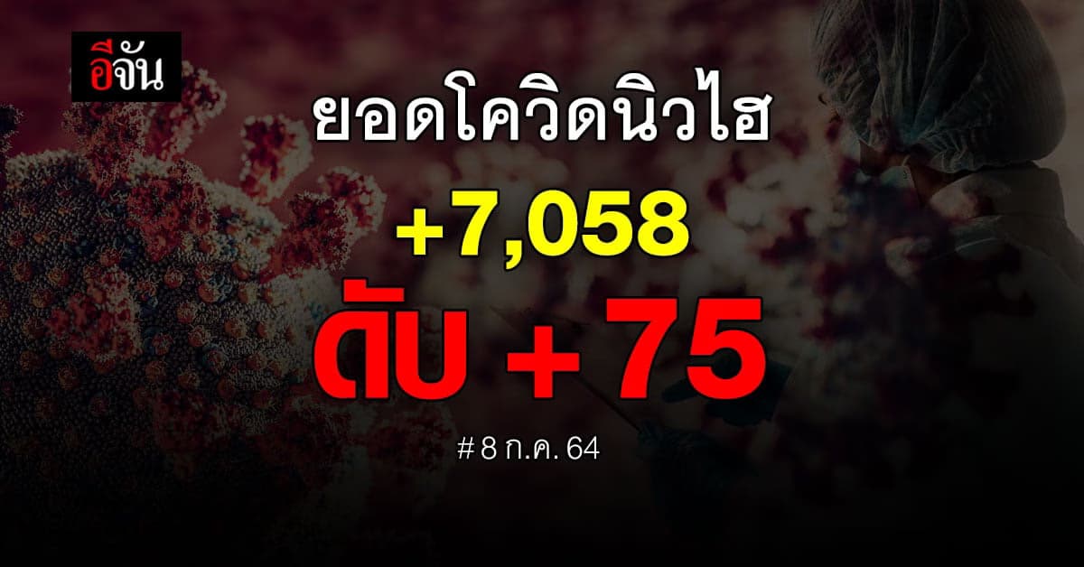 ช็อกตัวเลขโควิดวันนี้! ติดเชื้อนิวไฮ 7,058 ดับ 75 ราย