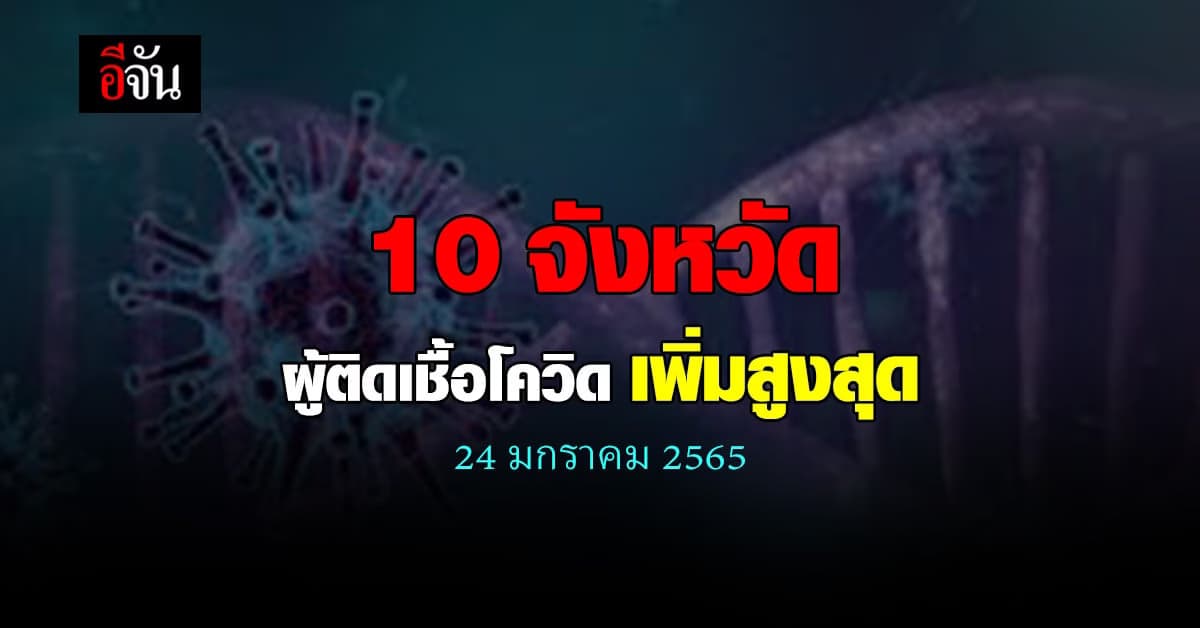 ศบค. เปิด 10 จังหวัด ติดเชื้อโควิด สูงสุด วันนี้ 24 ม.ค. 65