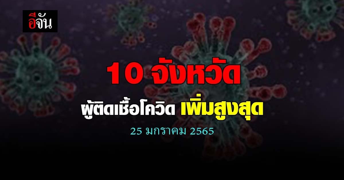 ศบค. เปิด 10 จังหวัด ติดเชื้อโควิด สูงสุด วันนี้ 25 ม.ค. 65
