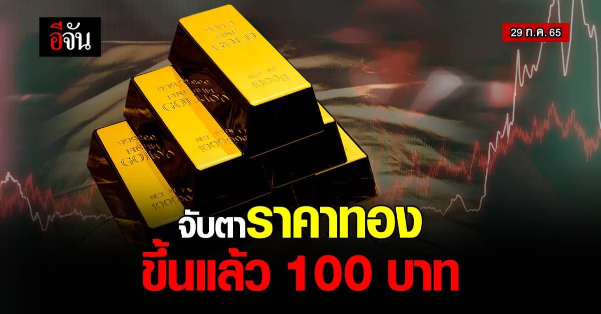 ราคาทองคำวันนี้ 29 ก.ค. 65 เปิด ตลาดทอง ปรับขึ้น 100 บาท