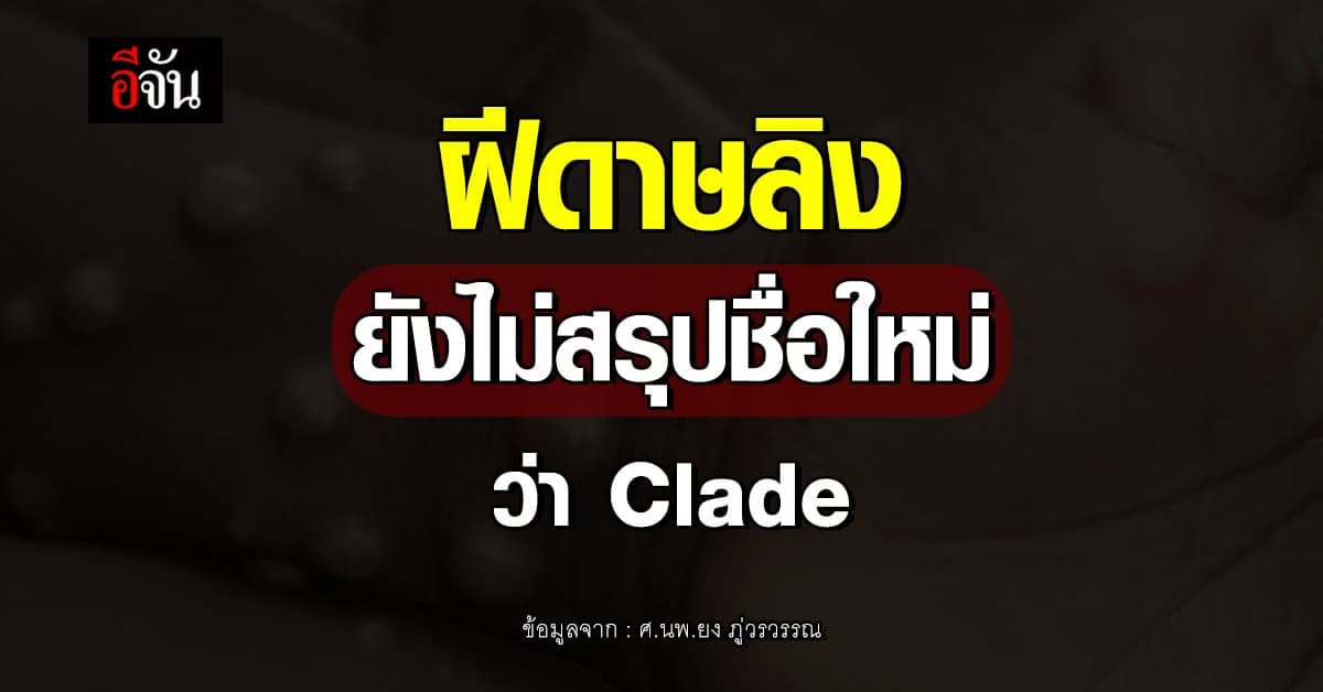 หมอยง เผย ยังเร็วไปที่จะสรุปชื่อ ฝีดาษวานร ว่า Clade