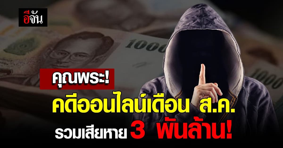 DES เผย คดีออนไลน์เดือน ส.ค. 17,000 กว่าคดี เสียหายกว่า 3 พันล้าน