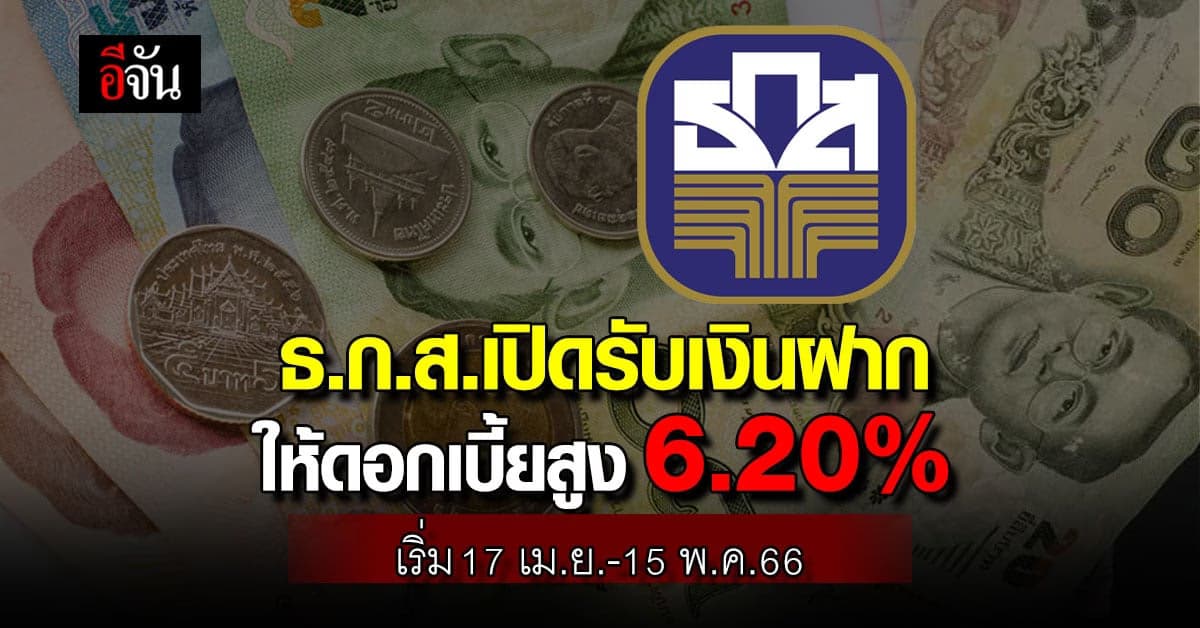 ธ.ก.ส. เปิดรับเงินฝาก ให้ดอกเบี้ยสูง 6.20% ไม่จำกัดวงเงิน