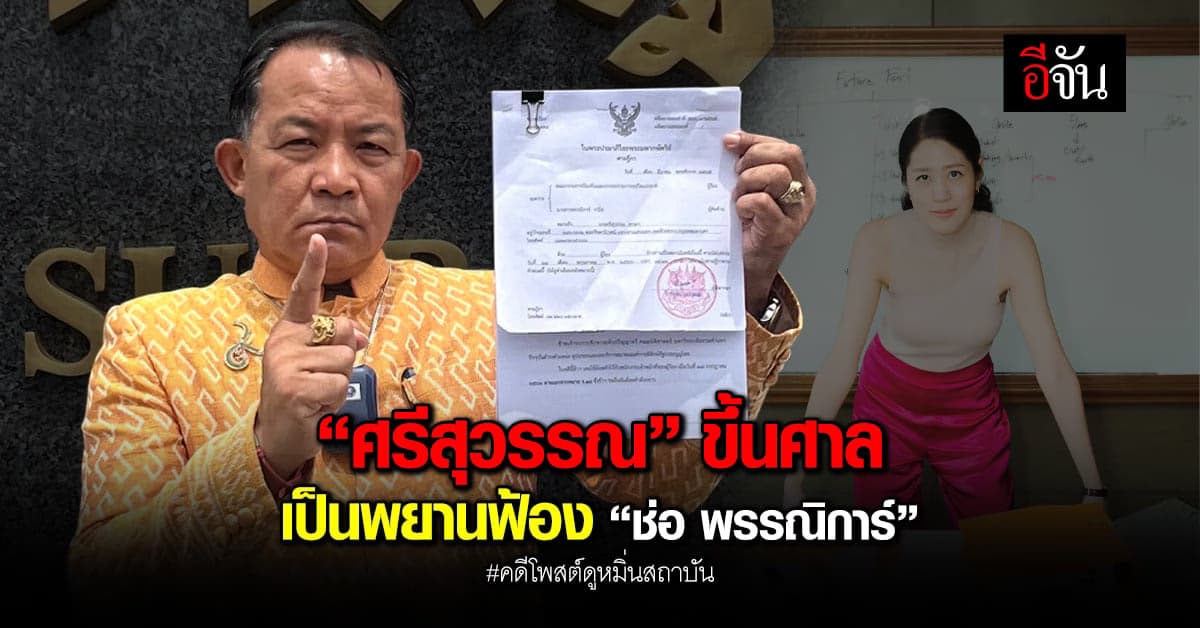 ศรีสุวรรณ ขึ้นศาล เป็นพยานให้ ป.ป.ช. ฟ้อง ช่อพรรณิการ์