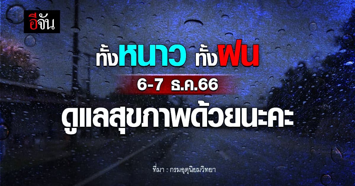 สภาพอากาศวันนี้ 4 ธ.ค.66 อุตุฯ เผย 6-7 ธ.ค.66 เจอทั้งหนาวทั้งฝน