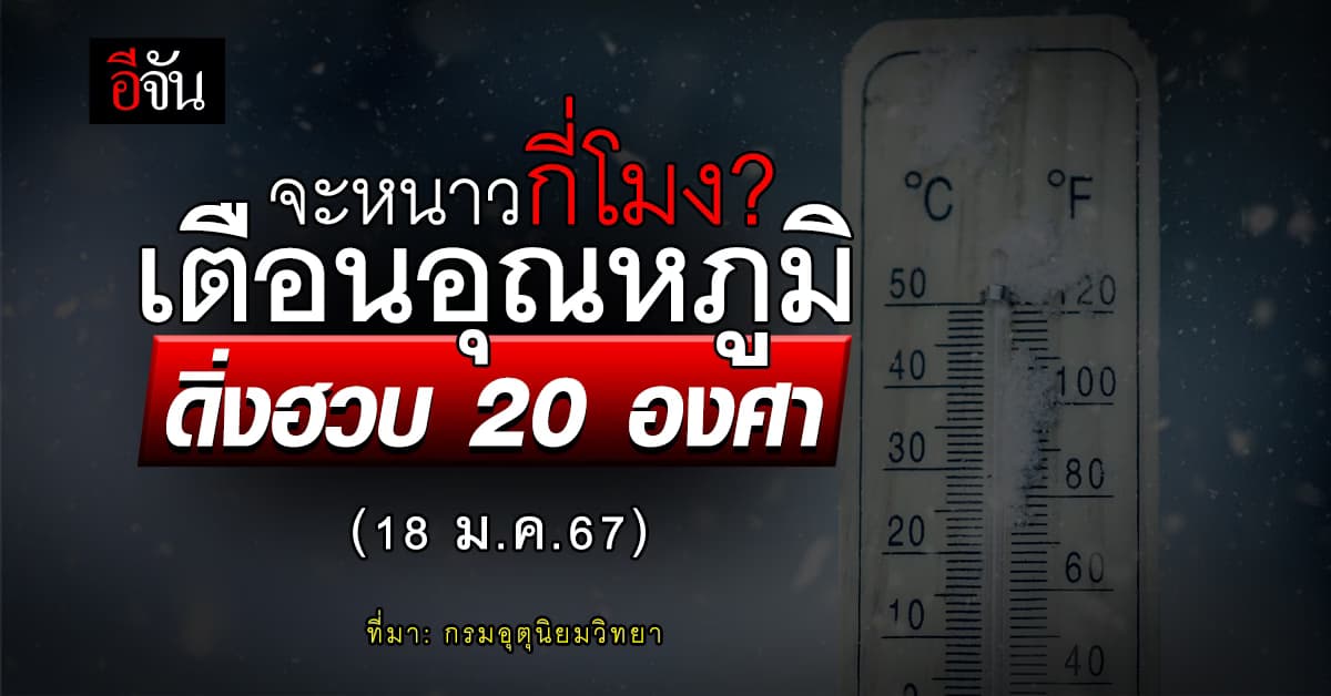 สภาพอากาศวันนี้ (18 ม.ค.67) อุตุฯ เตือน ไทยตอนบนอุณหภูมิลดฮวบ
