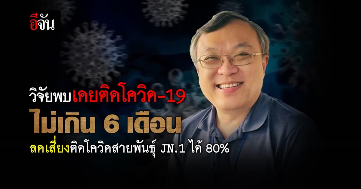 วิจัยพบเคยติดโควิด-19 ไม่เกิน 6 เดือน ลดเสี่ยงติด JN.1 ได้ 80%
