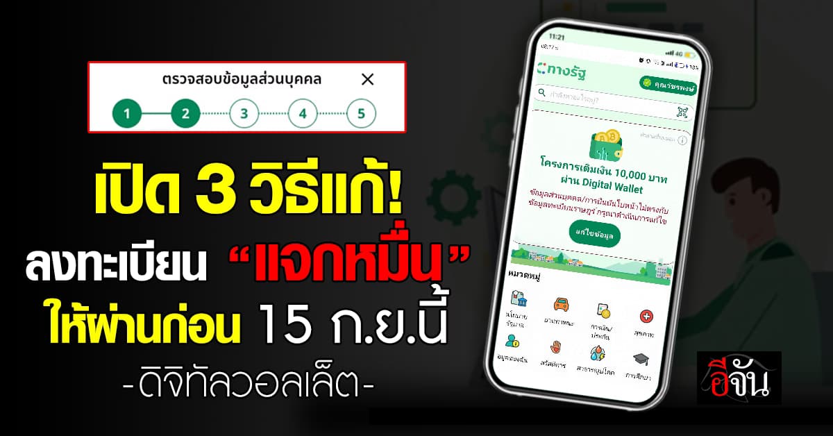 เปิด 3 วิธี แก้ปัญหาลงทะเบียนแจกหมื่นไม่สำเร็จ ย้ำต้องผ่านก่อน 15 ก.ย.นี้