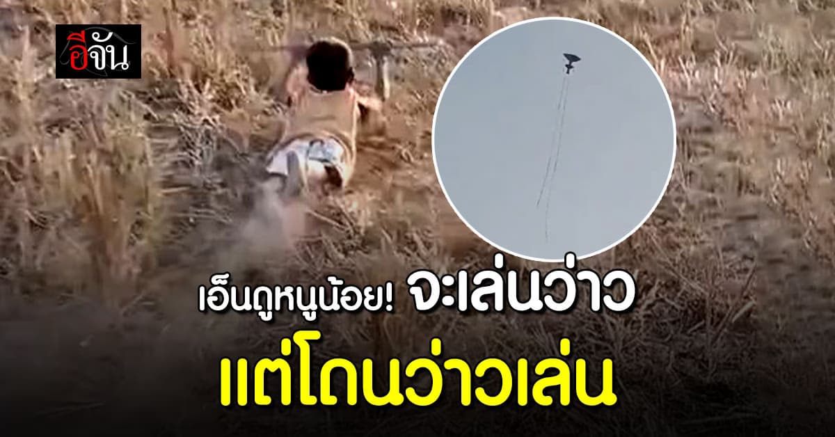 เอ็นดู! หนูน้อยเล่นว่าว แต่โดนว่าวเล่นกลับ ลากไกลไถลกลางทุ่งนา