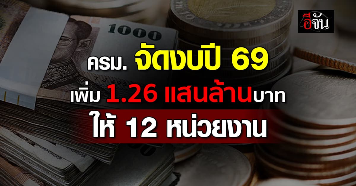 ครม. จัดงบปี 69 เพิ่ม 1.26 แสนล้านบาท ให้ 12 หน่วยงาน