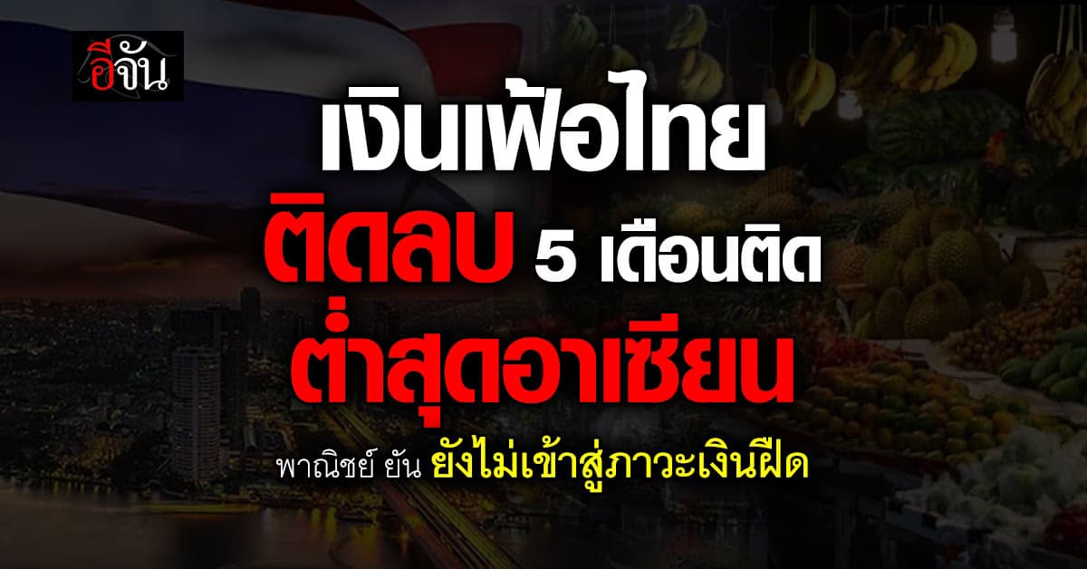 เงินเฟ้อไทย ส.ค. 68 ติดลบ 5 เดือนติด เหลือ -0.79%