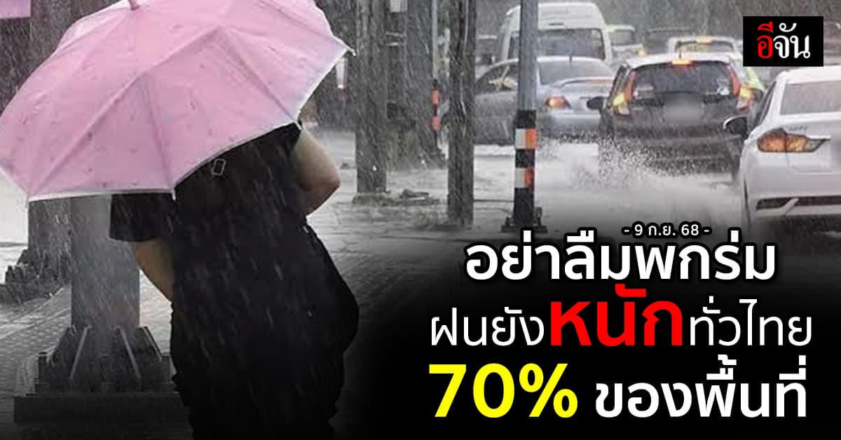 ฝนยังหนัก 70% ทั่วไทย ภาคตะวันออกและภาคใต้ คลื่นลมแรงเสี่ยงภัยชาวเรือ