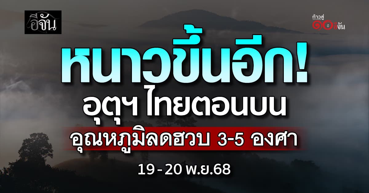 หนาวขึ้นอีก! กรมอุตุฯ เตือน ฉบับ 10 ไทยตอนบนอุณหภูมิลดฮวบ 3-5 องศา