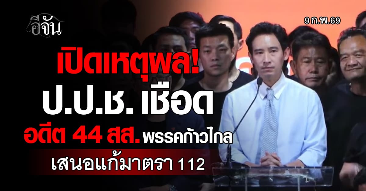 เปิดเหตุผล! ป.ป.ช. เชือด อดีต 44 สส.พรรคก้าวไกล เสนอแก้มาตรา 112