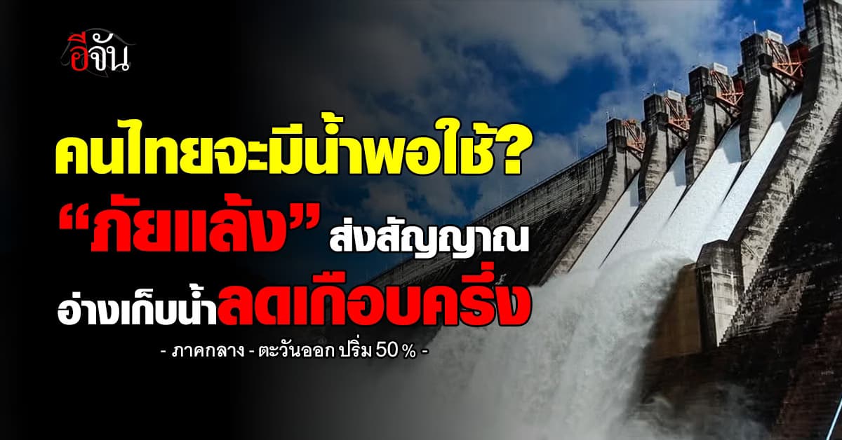 ภัยแล้งส่งสัญญาณ อ่างเก็บน้ำลดเกือบครึ่ง ภาคกลาง-วันออกปริ่ม 50%