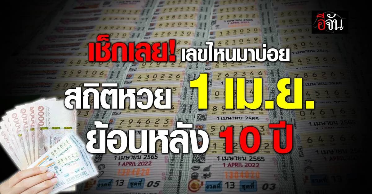 เช็กเลย! เลขไหนมาบ่อย สถิติหวย 1 เม.ย. ย้อนหลัง 10 ปี