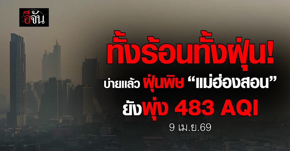 น่าห่วงจริง! เช็กฝุ่นบ่ายนี้ ฝุ่นพิษ “แม่ฮ่องสอน” ยังพุ่ง 483 AQI⁺